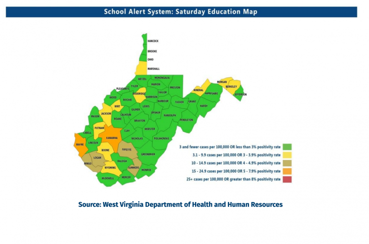 Ohio County green in latest COVID map; Marshall County yellow